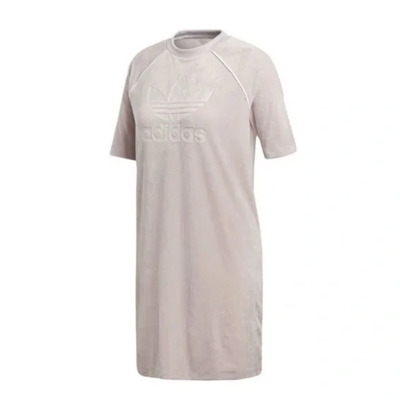 Adidas Light Purple Velour Trefoil Short Sleeve Logo Tee Dress